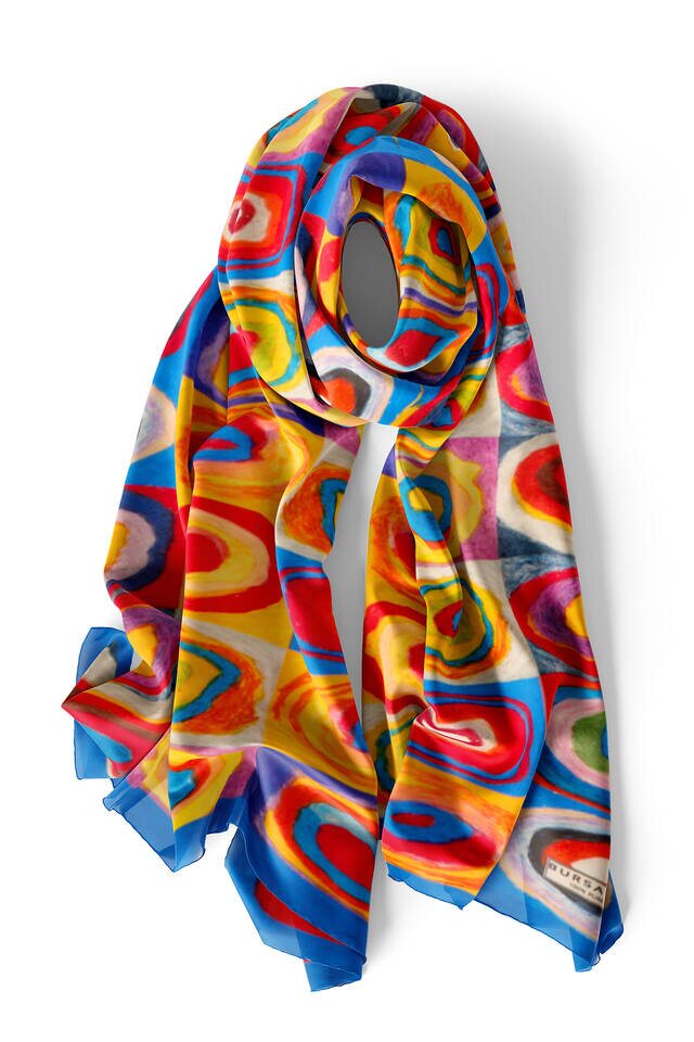 Harmony of Sax Colors Silk Painting Foulard - 4