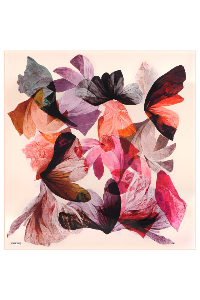 Salmon Harmony Pattern Sura Silk Scarf - 3