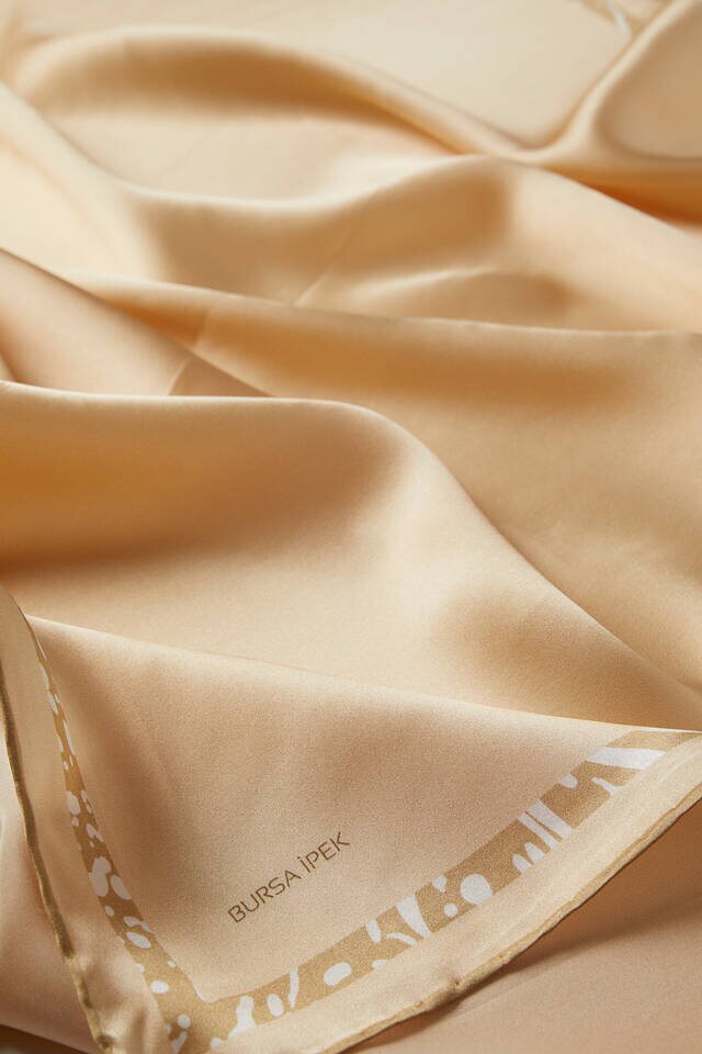 Honey Foam Edge Watery Zebra Silk Square Scarf - 3