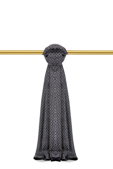 Black Honeycomb Pattern Twill Silk Shawl 