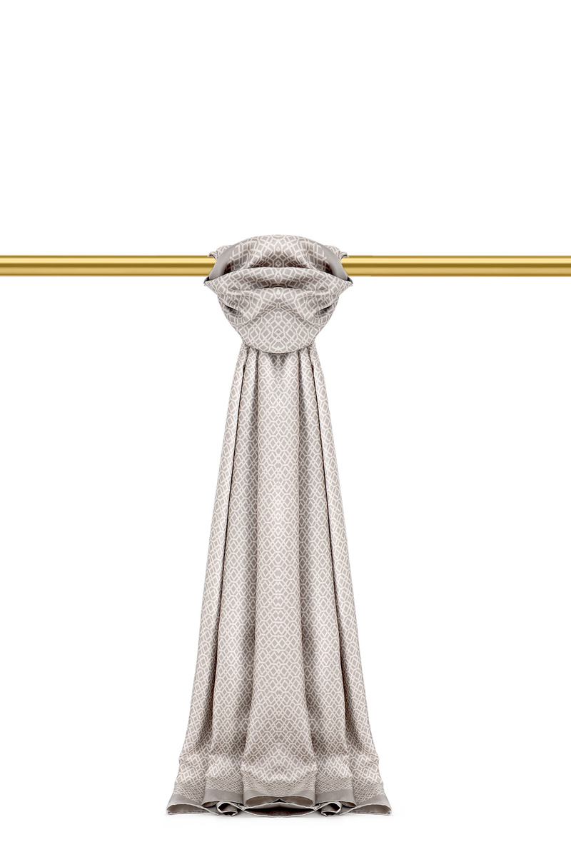 Stone Honeycomb Pattern Twill Silk Shawl - 1
