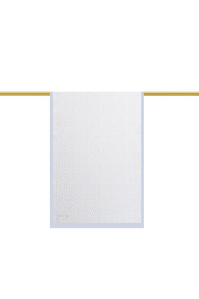 Ice Blue Honeycomb Pattern Twill Silk Scarf - 2