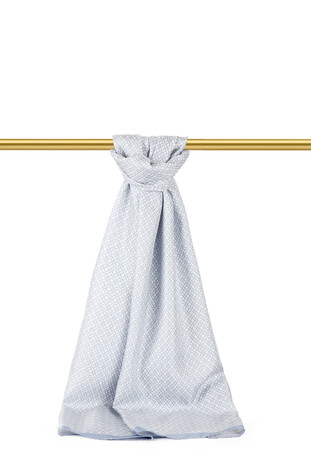 Ice Blue Honeycomb Pattern Twill Silk Scarf 