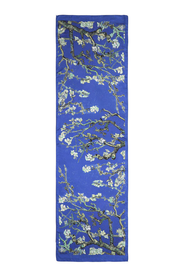 Indigo Almond Blossom Silky Foulard - 3