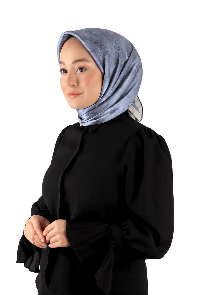 Indigo Brush Silk Square Scarf - 2