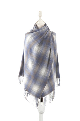 Indigo Gray Patterned Winter Shawl 