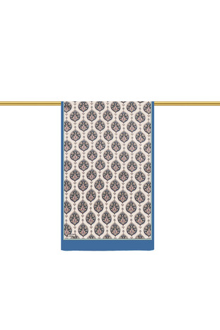 Indigo Hatai Pattern Silk Foulard - Thumbnail