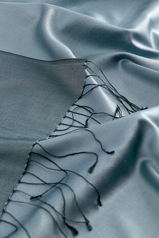 Indigo Navy Blue Reversible Silk Scarf - Thumbnail