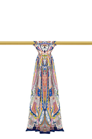 Indigo Sahara Pattern Silk Scarf 