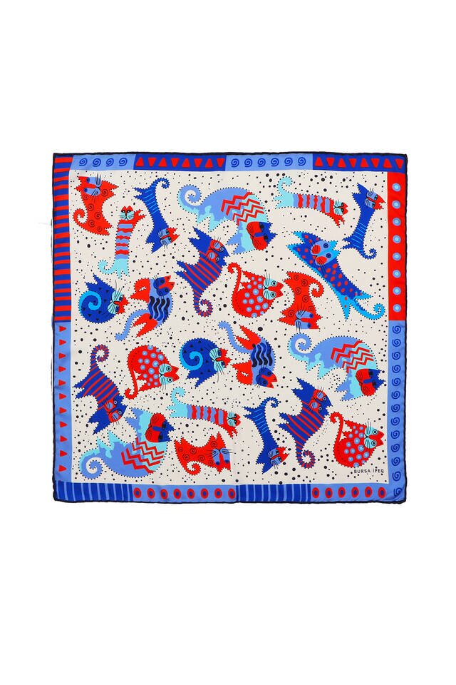 Indigo Sax Patterned Silky Pocket Square 