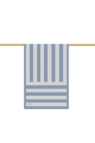 Indigo Stripe Pattern Twill Silk Scarf - Thumbnail