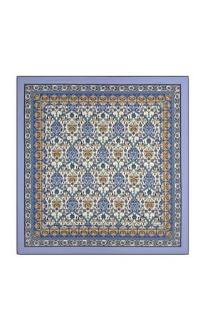 Indigo Tile Tulip Pattern Soft Square Scarf 