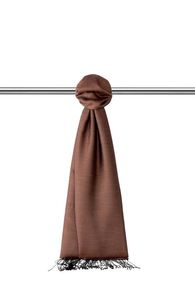 Kiremit Siyah İpek Görünümlü Şal - Bursa İpek