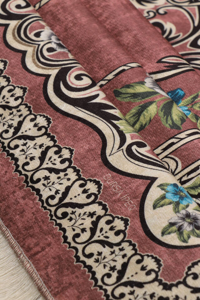 Gül Kurusu Kadife Halı Seccade - 2