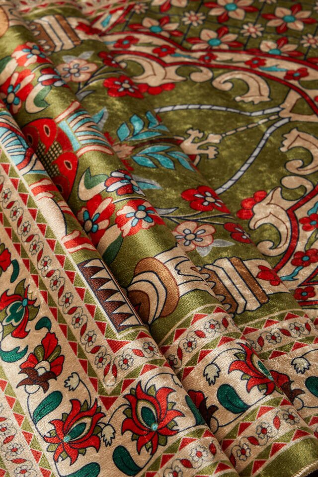 Yeşil Kadife Halı Seccade - 2