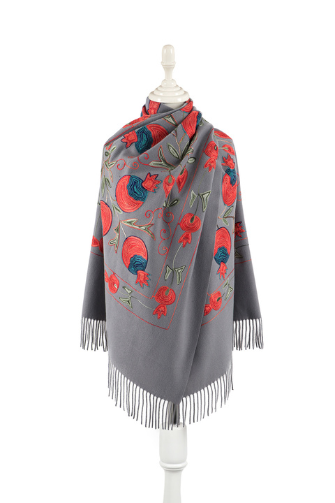 Smoke Embroidered Winter Shawl 