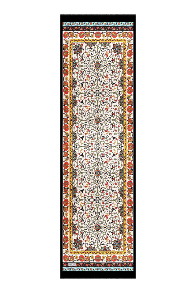 Black Ivy Pattern Narrow Silk Scarf - 4