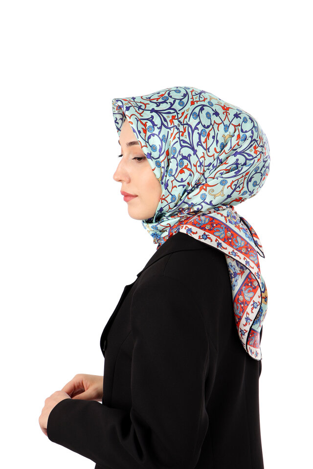 Blue Ivy Pattern Sura Silk Scarf - 2