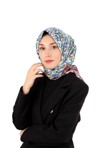 Blue Ivy Pattern Sura Silk Scarf 