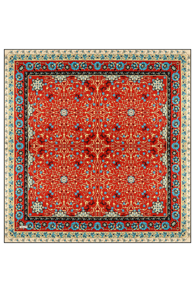 Burgundy Ivy Pattern Sura Silk Scarf - 3