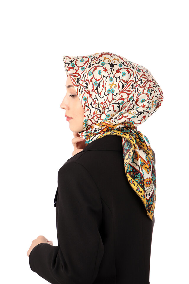 Green Ivy Pattern Sura Silk Scarf - 2