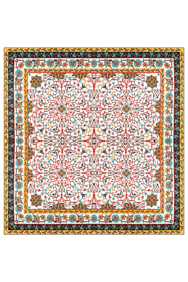 Green Ivy Pattern Sura Silk Scarf - 3