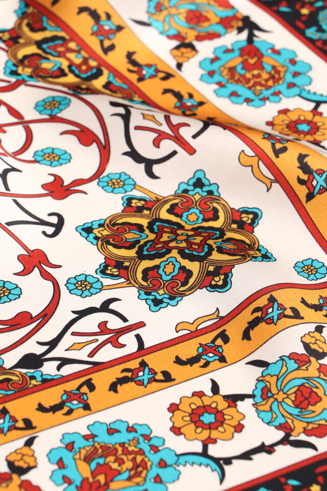 Green Ivy Pattern Sura Silk Scarf - 4