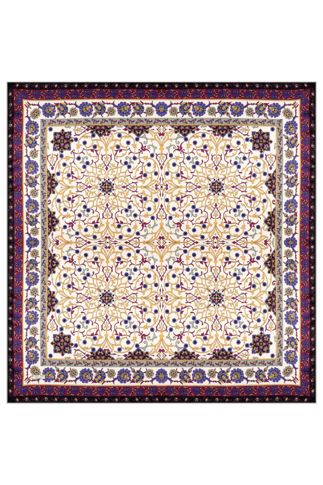 Gray Ivy Pattern Sura Silk Scarf - 3