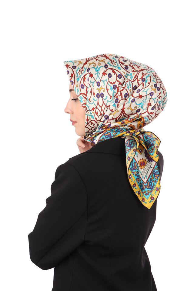 Purple Ivy Pattern Sura Silk Scarf - 2