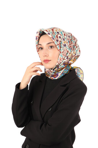 Purple Ivy Pattern Sura Silk Scarf 