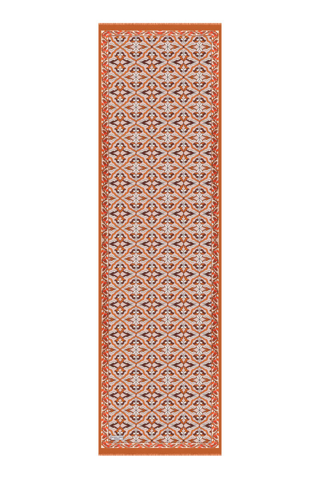 Cinnamon Ivy Pattern Voile Silk Scarf - 4