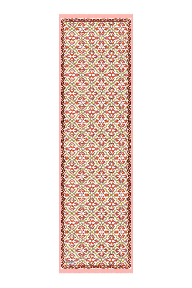Salmon Ivy Pattern Voile Silk Scarf - 4