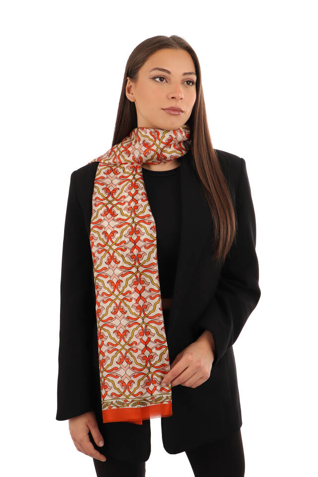 Tile Ivy Pattern Voile Silk Scarf 