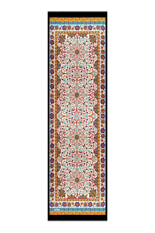 Gold Ivy Pattern Narrow Silk Scarf - 4