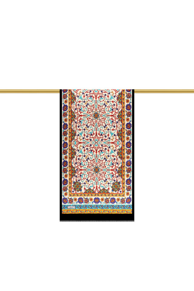 Gold Ivy Pattern Narrow Silk Scarf - 3