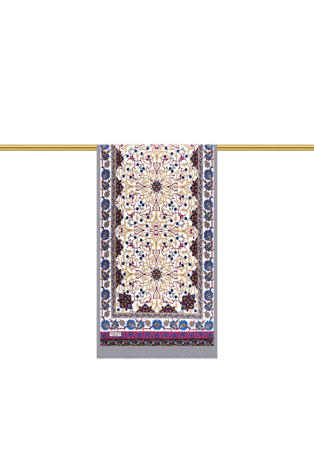 Gray Ivy Pattern Narrow Silk Scarf - 3