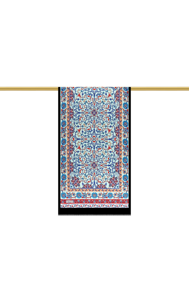 Aqua Green Ivy Pattern Narrow Silk Scarf - 3