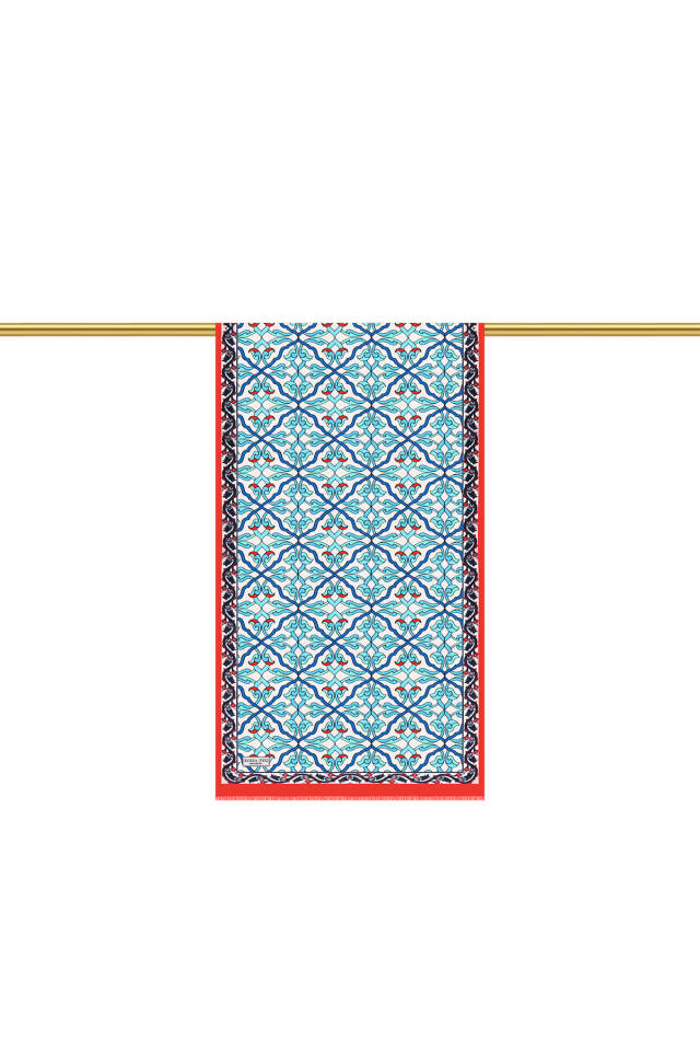 Red Ivy Pattern Voile Silk Scarf - 3