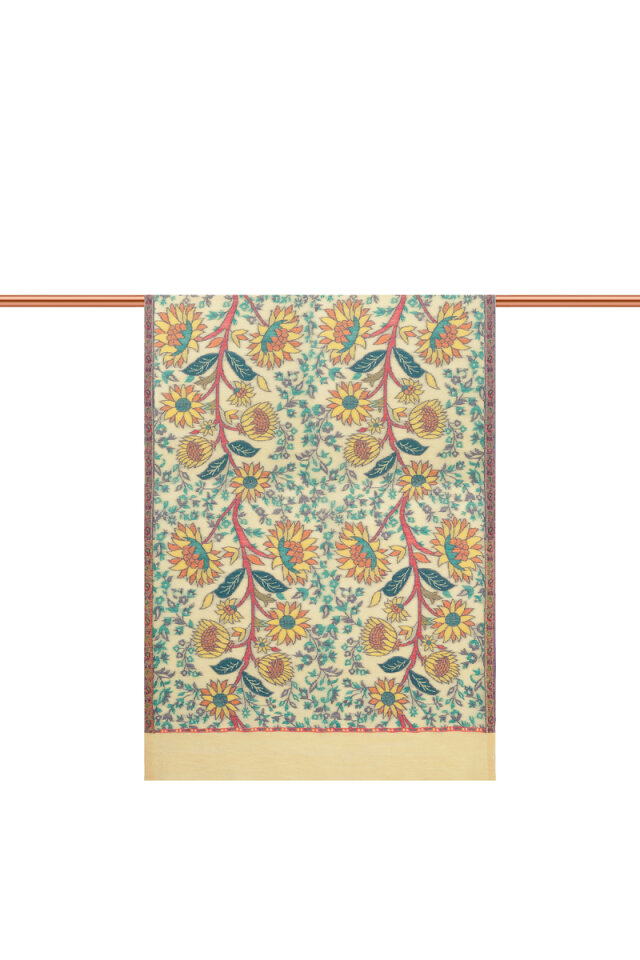 Bej Jakar Desenli Yün Şal - 2