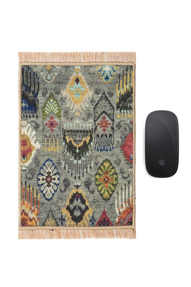 Yeşil Dekoratif Küçük Halı Mousepad - Bursa İpek