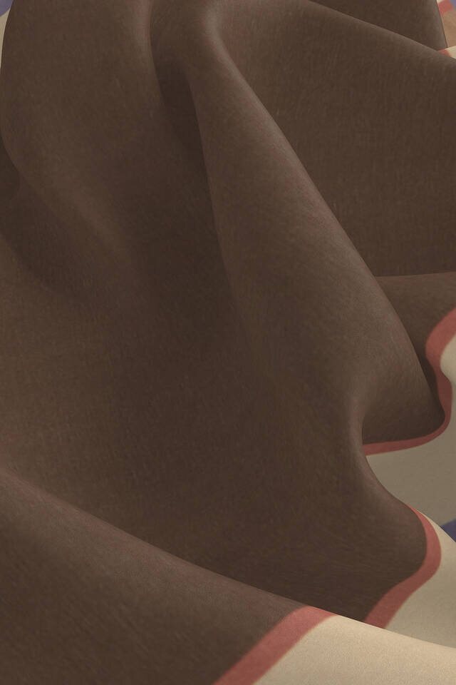 Kahve Geniş Bordürlü Düz İpek Mendil - 3