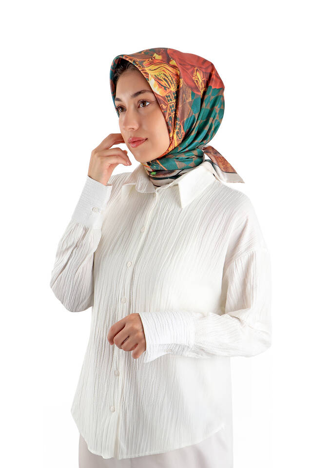 Kırmızı Kaplumbağa Terbiyecisi Twill İpek Eşarp - 2