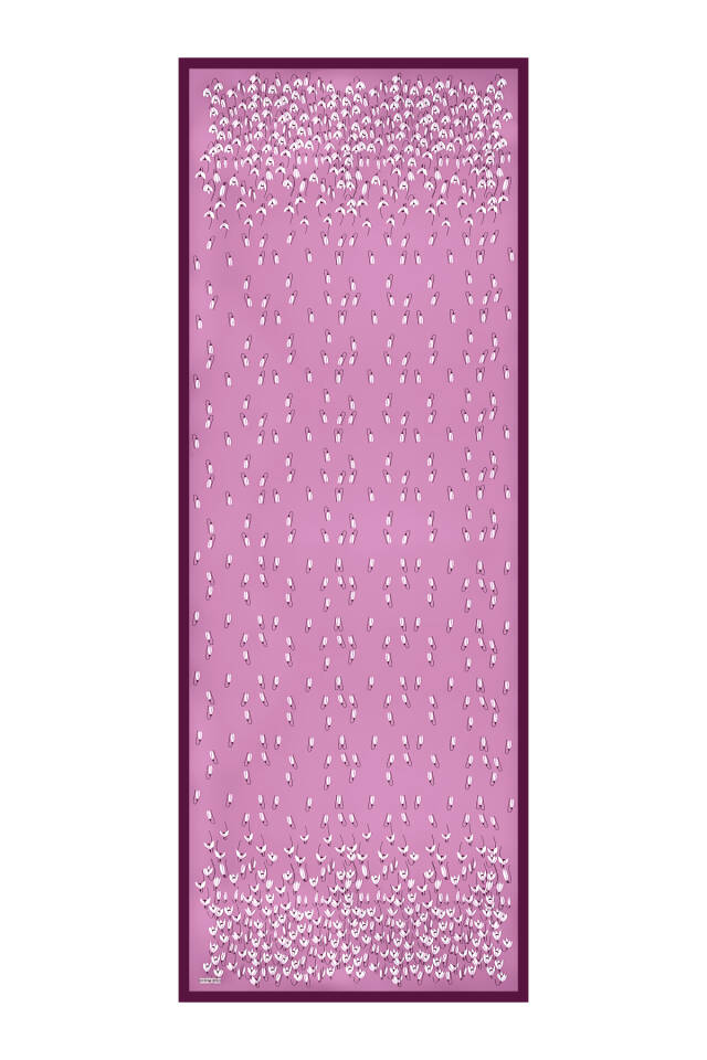 Mor Kardelen Desen Twill İpek Şal - 4