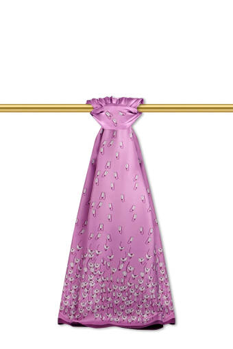 Mor Kardelen Desen Twill İpek Şal 