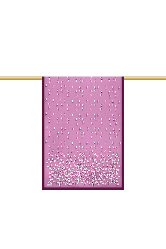 Mor Kardelen Desen Twill İpek Şal - 3