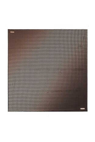 Kahverengi Kazayağı Desen Sura İpek Eşarp 