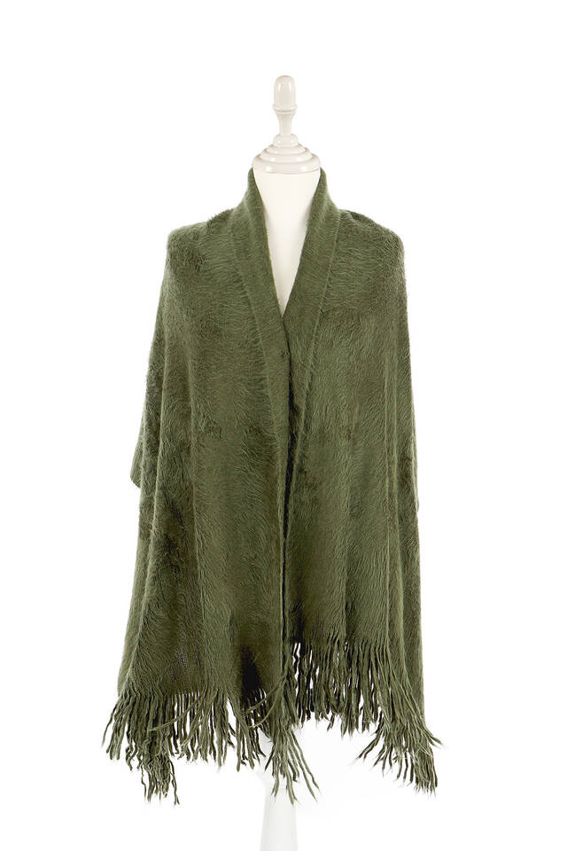 Khaki Angora Shawl - Bursa İpek