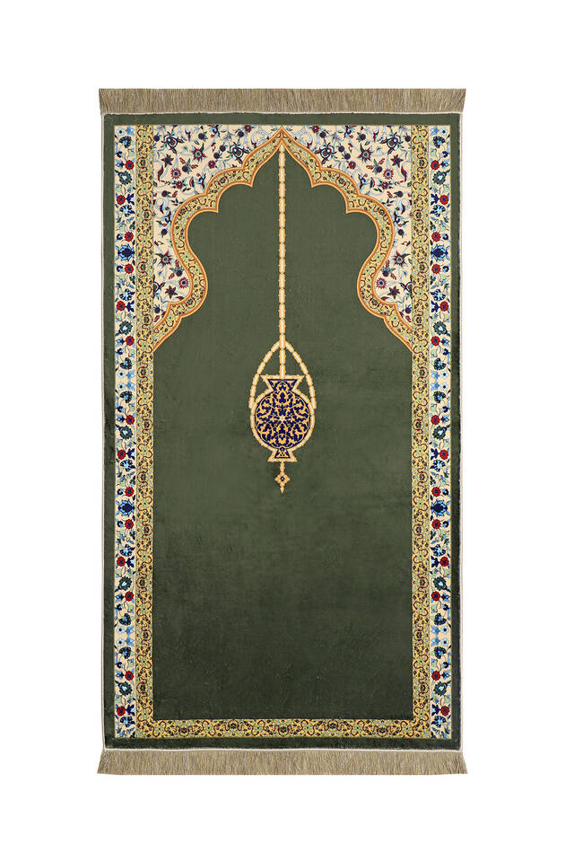 Khaki Bamboo Carpet Prayer Rug - Bursa İpek
