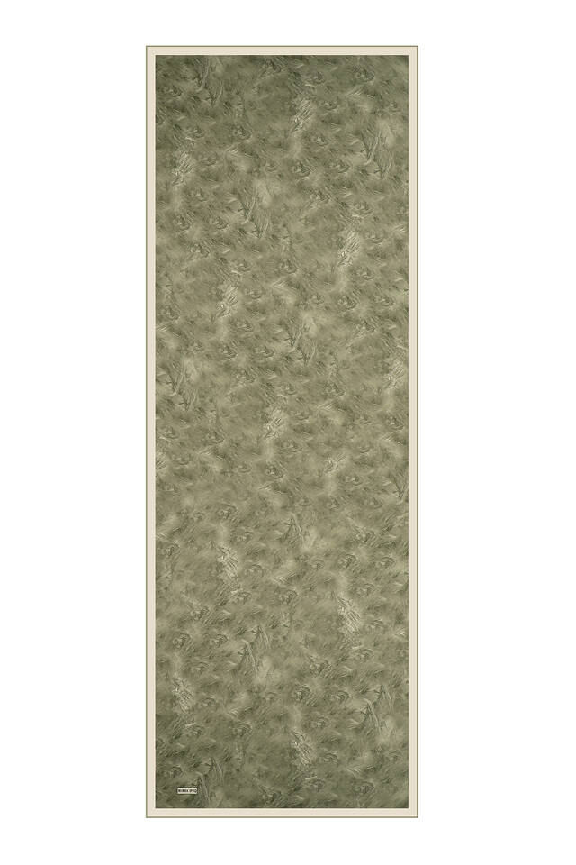 Khaki Brush Pattern Silk Scarf - 4