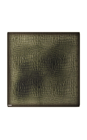 Khaki Deren Pattern Twill Silk Square Scarf 